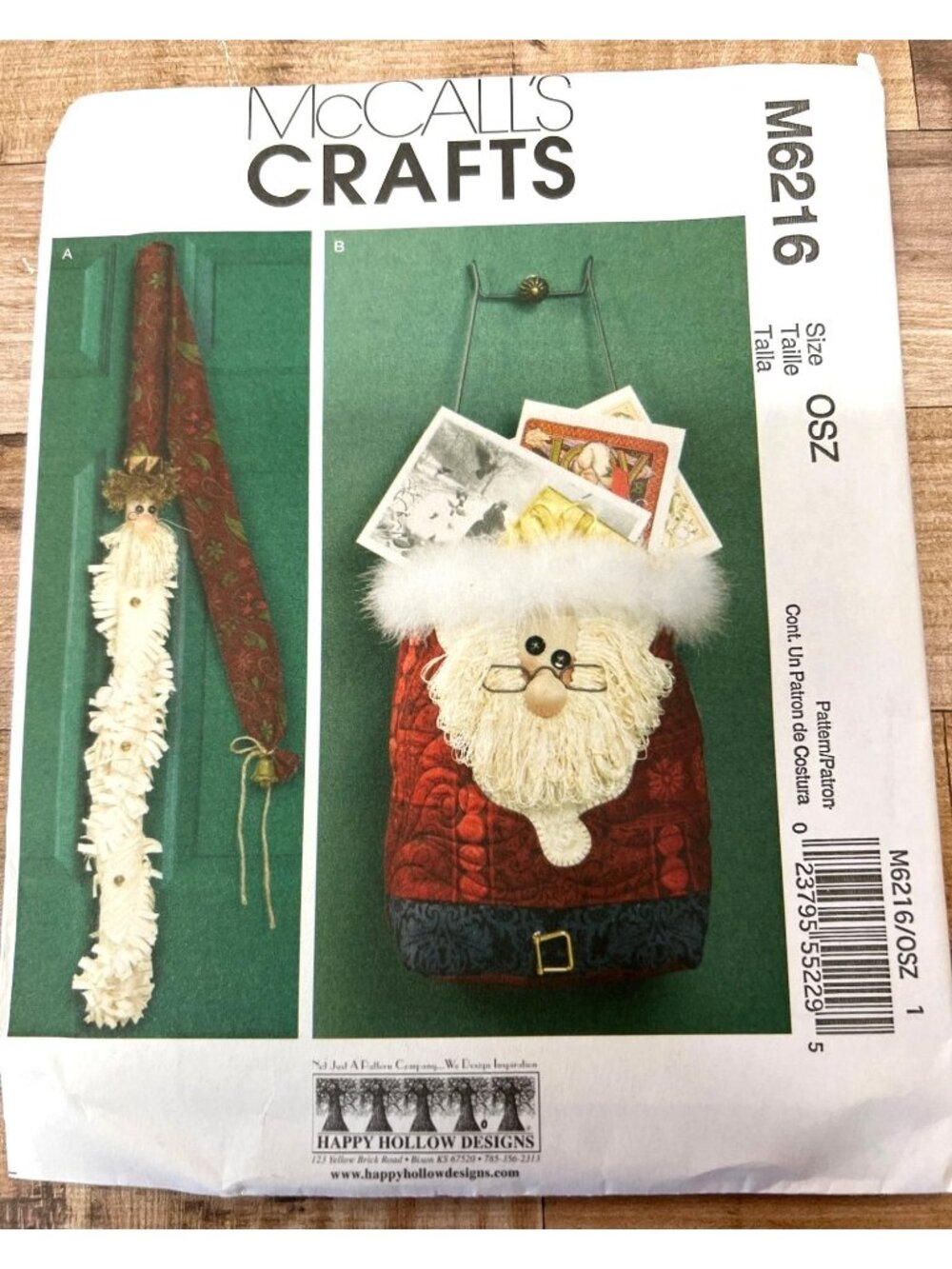 McCalls M6216 Santa Claus Christmas Card Holder Sewing Pattern